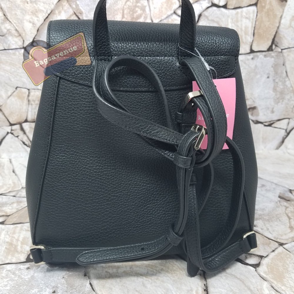 Black Medium Flap Backpack Black Leila Kate Spade - Picture 9 of 15